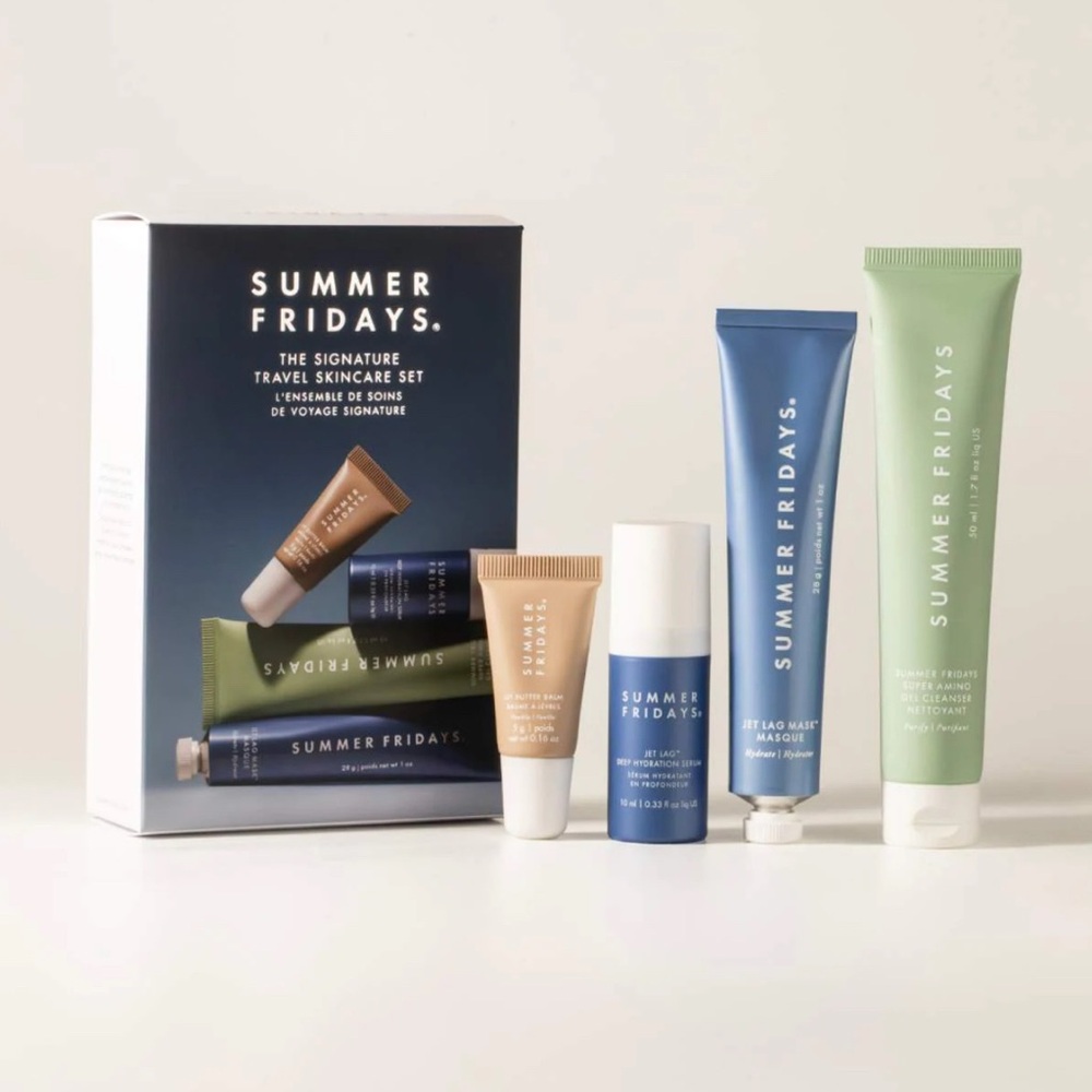 Summer Fridays Travel Skincare Set - Mask, Serum, Cleanser, Lip Balm NEW